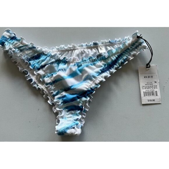 Shade & Shore Women Ribbed Ruffle High Leg Extra Cheeky Bikini Bottom Tie Dye XS - Picture 2 of 5